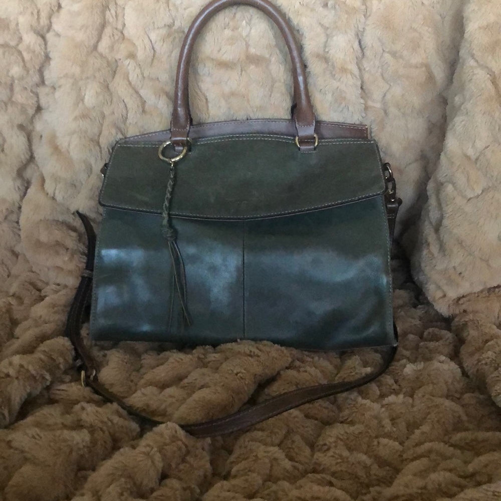 Tignanello green and brown leather purse